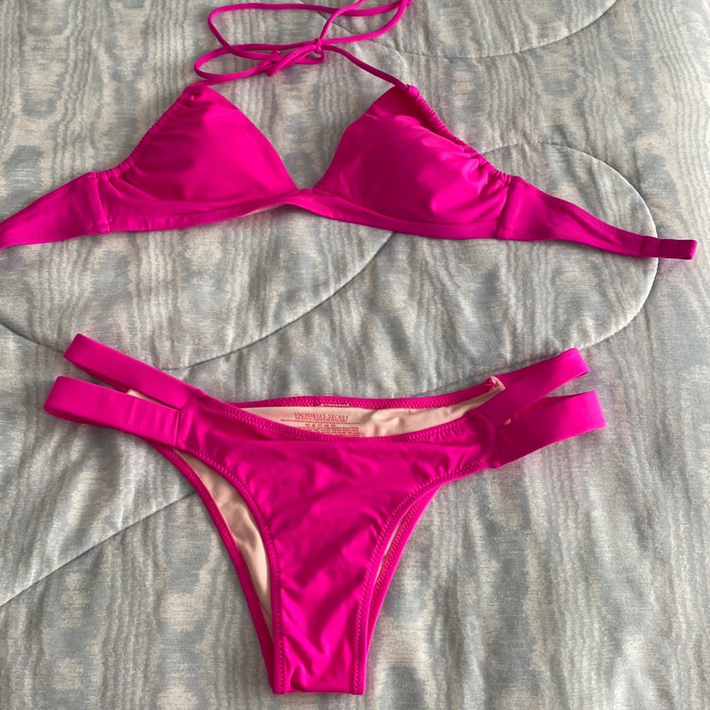 Hot pink bikini wore once
